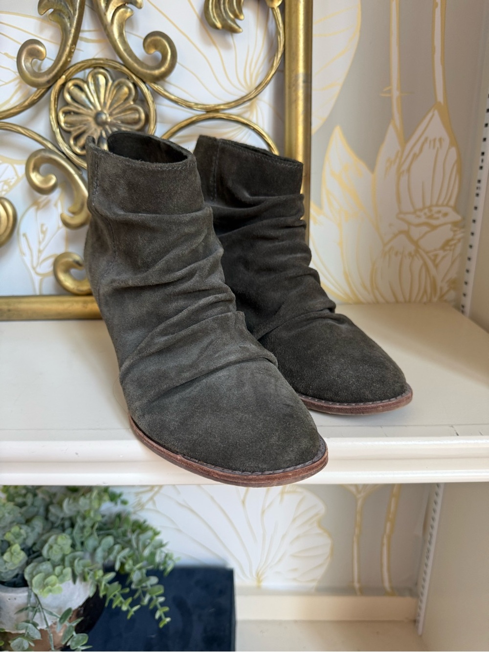 Splendid Olive Suede Slouch Ankle Boots
